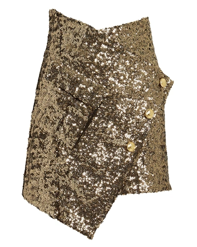 Redemption Asymmetrical Gold Sequin Skirt