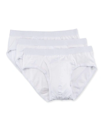 Neiman Marcus Men's 3-pack Tagless Cotton Stretch Briefs In White