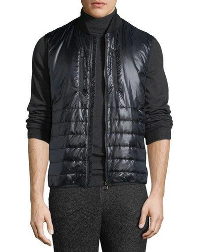 Z Zegna Slim-fit Quilted Nylon And Techmerino Wool Gilet - Black
