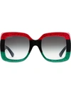 Gucci 55mm Square Sunglasses - Red Black Green/ Grey