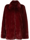 BURBERRY BURBERRY FAUX-FUR CAPE JACKET - RED