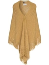 AESSAI AESSAI CAMEL MERINO AND LINEN SHAWL SCARF - YELLOW