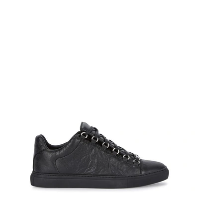 Balenciaga Arena Grained Leather Trainers In Black
