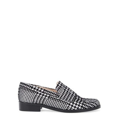 Leandra Medine Houndstooth Flocked Loafers In Black And White