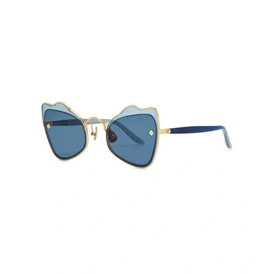 Moy Atelier Odyssey 18ct Gold-plated Sunglasses In Blue
