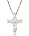 SWAROVSKI ROSE GOLD-TONE CRYSTAL CROSS PENDANT NECKLACE, 14-4/5" + 3" EXTENDER