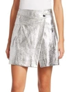 DEREK LAM 10 CROSBY Metallic Leather Wrap Mini Skirt