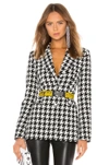 Off-white Canvas Jacquard-trimmed Houndstooth Wool-blend Blazer In Black & White
