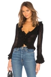 Lpa Ruffle Sweater Cardigan In Black
