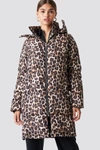 NA-KD Long Leo Printed Padded Jacket Multicolor