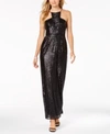ADRIANNA PAPELL SEQUIN CUTAWAY GOWN