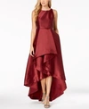Adrianna Papell Mikado High/low Sleeveless Gown In Garnet