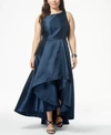 ADRIANNA PAPELL PLUS SIZE HIGH-LOW MIKADO GOWN