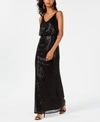 ADRIANNA PAPELL SEQUINED BLOUSON GOWN