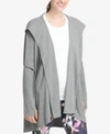 DKNY SPORT CUT-OUT ELBOWS HOODED CARDIGAN