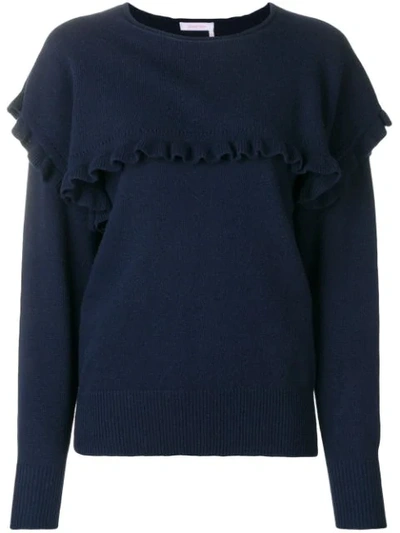 See By Chloé Round Neck Ruffle Jumper In Blue