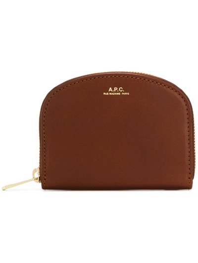 A.p.c. Half Moon Leather Wallet In Brown