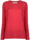 Lamberto Losani Loose Round Neck Sweater In Red