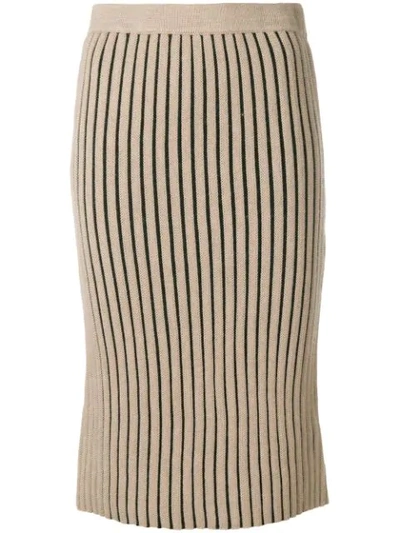 Victoria Victoria Beckham Stripe Knitted Pencil Skirt In Neutrals