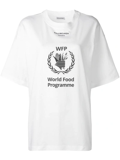 Balenciaga + World Food Programme Printed Cotton-jersey T-shirt In Bianco/nero