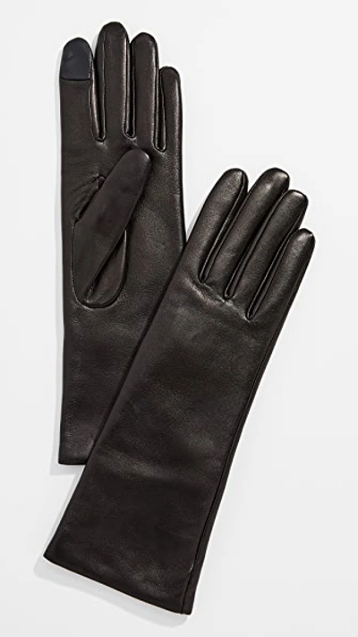 Agnelle Classic Leather Gloves In Gray