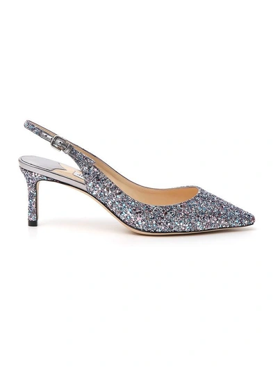 Jimmy Choo Erin 60 Glitter Slingback Pumps In Metallic