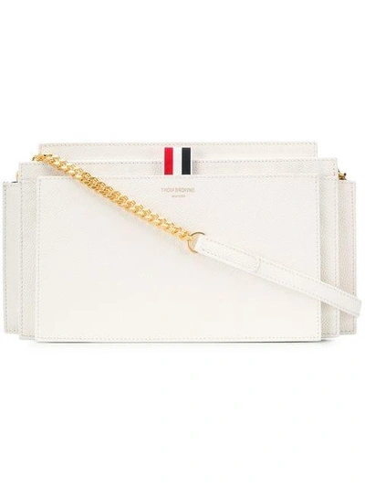 Thom Browne Chain Strap Accordion Clutch In White