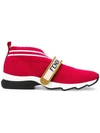 Fendi 30mm Logo Strap Neoprene Sneakers In Red