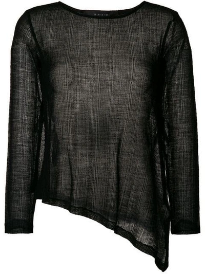 Federica Tosi Asymmetric Fine Knit Top - Black