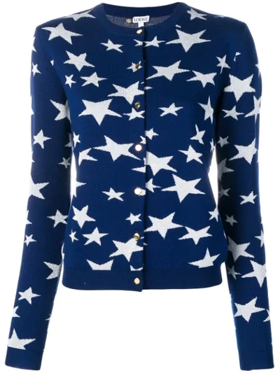 Loewe Lurex Stars Cardigan In Navy Blue