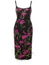 MARCHESA NOTTE EMBROIDERED FLORAL DRESS