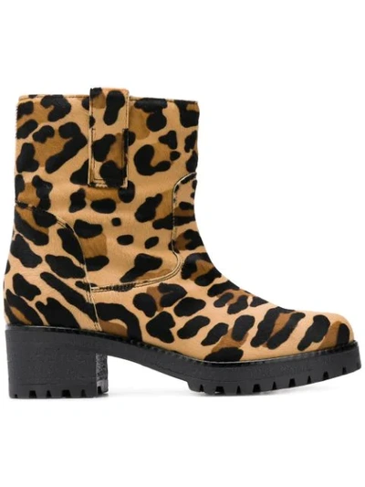 P.a.r.o.s.h Leopard Print Ankle Boots In Neutrals