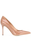 Sergio Rossi Godiva Nude Patent Pumps In Pink