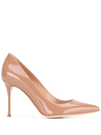 Sergio Rossi Godiva Nude Patent Pumps In Pink