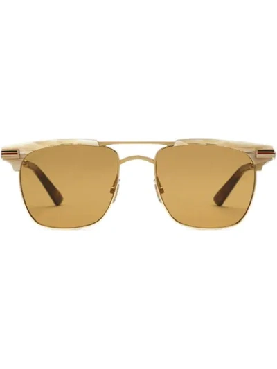 Gucci Square-frame Metal Sunglasses In Gold