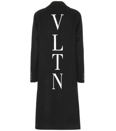 Valentino Vltn Back Logo Two-button Wool-cashmere Coat In Black