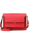 Marni Trunk Medium Red Leather Shoulder Bag In Red