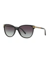 Burberry Check 57mm Polarized Gradient Cat Eye Sunglasses In Black