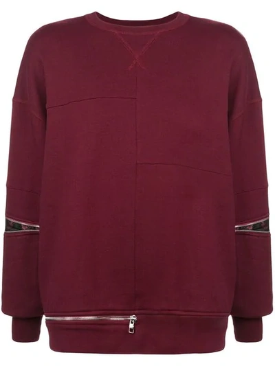 Alexander Mcqueen Boxy Zip Detail Sweatshirt In Red