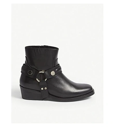 Claudie Pierlot Leather Buckle Boots In Black