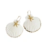 Poporcelain Golden Edge Clam Shell With Starfish Hoop Earrings In Hoop