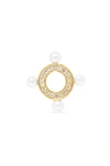 ANISSA KERMICHE QUATUOR 14-KARAT GOLD, DIAMOND AND PEARL EARRING