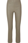 BY MALENE BIRGER FLORENTINA CROPPED LEATHER BOOTCUT PANTS