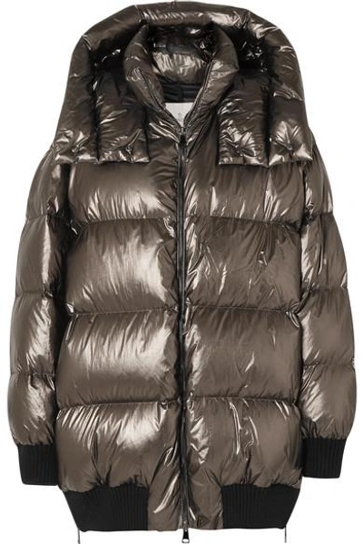 Moncler Quilted Metallic Shell Down Jacket In Bronze