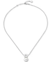 MAJORICA STERLING SILVER CRYSTAL & IMITATION PEARL PENDANT NECKLACE, 16-1/2" + 2" EXTENDER