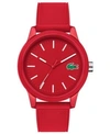 Lacoste Men's 12.12 Red Silicone Strap Watch 42mm Women's Shoes In Red