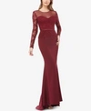 JS COLLECTIONS ILLUSION LACE-SLEEVE GOWN