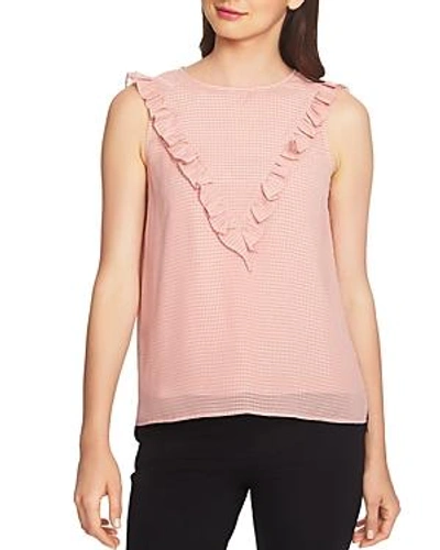 1.state Ruffle Detail Textured Sheer Check Blouse In Maple Blush