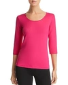 Hugo Boss Scoop Neck Stretch Jersey Top In Dark Pink