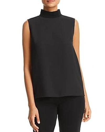 Misook Plus Size Sleeveless Mock-neck Knit Mix Top In Black